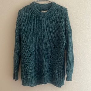 AEO AMERICAN EAGLE Green Teal Chunky Knit Slouchy Crew Neck Sweater Size XS